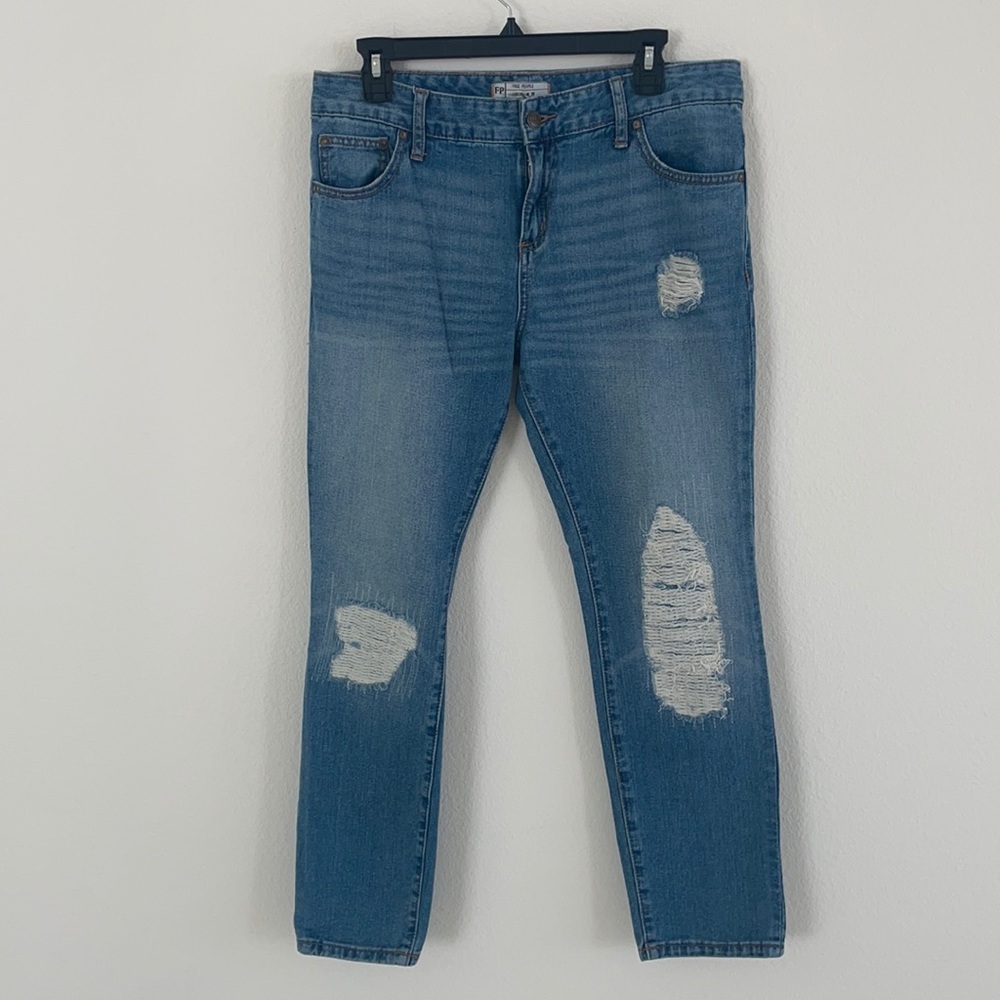 Free People Rugged Ripped Cropped Jeans